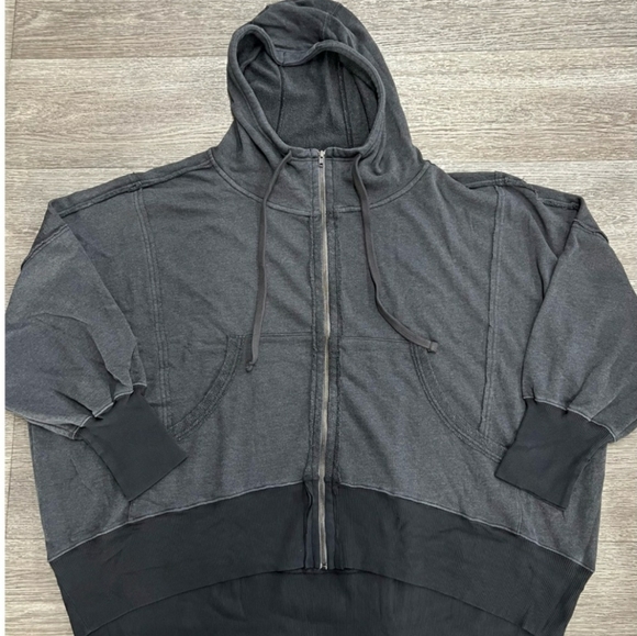 Free People Hoodie Zip Camden Black Medium nwt - Picture 7 of 10